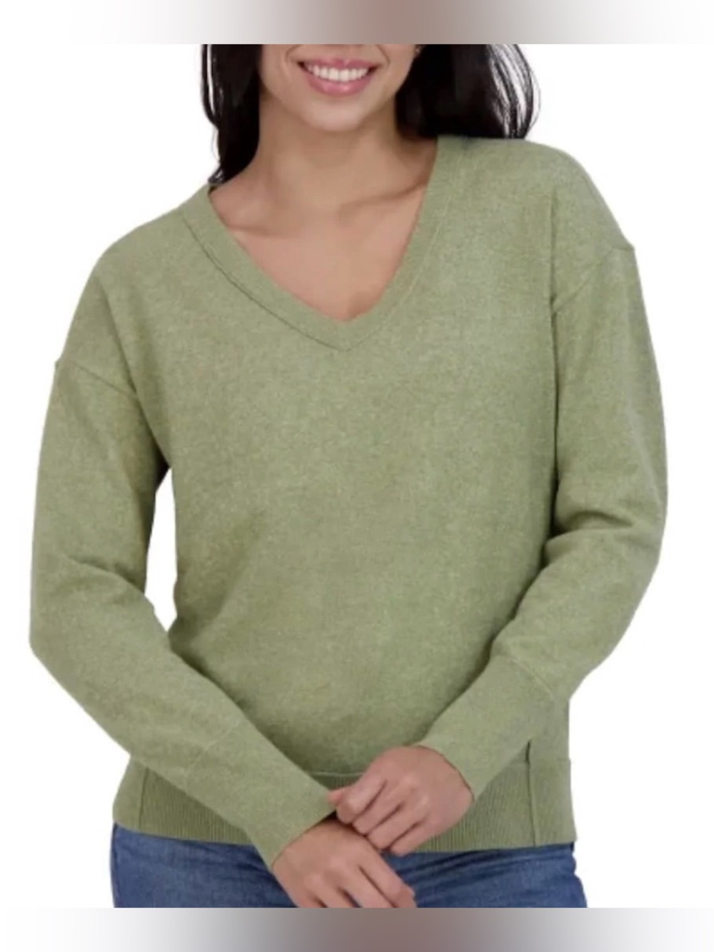 Lucky Brand Women's V-Neck Sweater - Sage Green size small